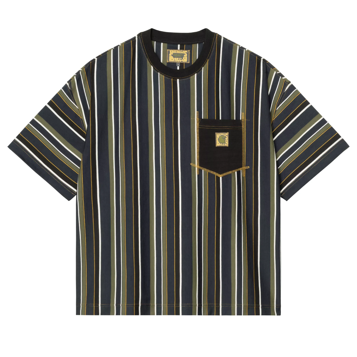 Carhartt WIP Nicholas Daley Stripes T-Shirt front view in a white background