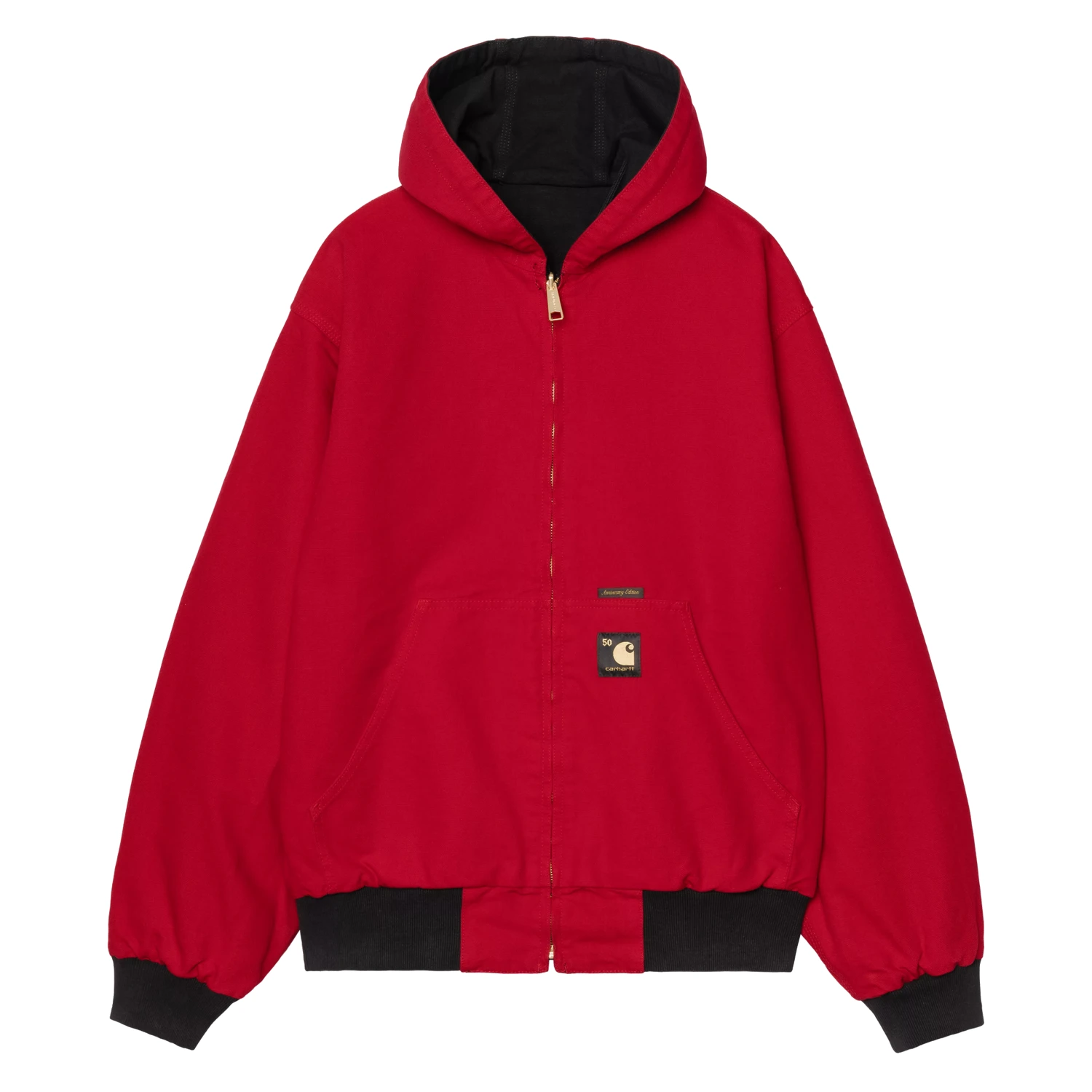 Carhartt WIP OG Active Jacket 50th Anniversary Black/USA Red front view in a white background