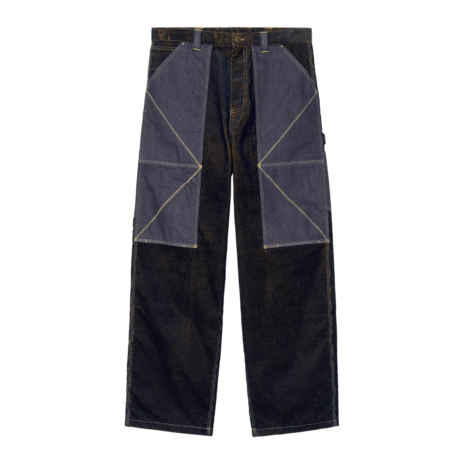 Carhartt WIP x Nicholas Daley OG Double Knee Pant ND Dark Navy/Mustard front view in a white background