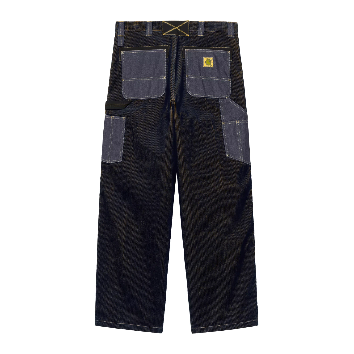Carhartt WIP x Nicholas Daley OG Double Knee Pant ND Dark Navy/Mustard back view in a white background