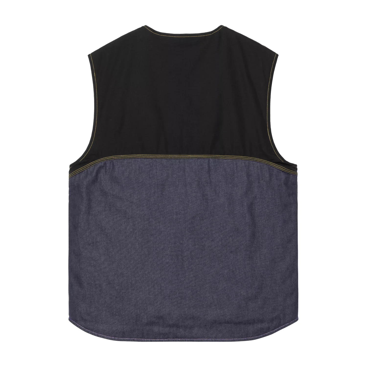 Carhartt Wip x Nicholas Daley Vest ND Dark Navy/Mustard back view in a white background