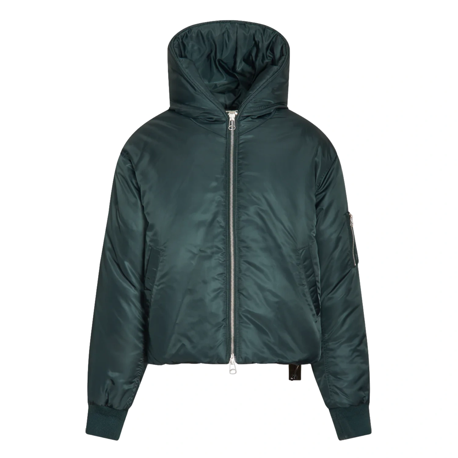 OAMC Peacemaker Cropped Hood Bomber Dark Green front view in a white background