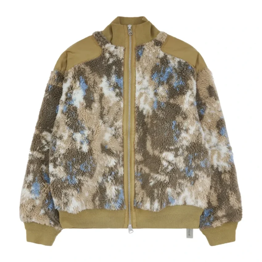 OAMC Peacemaker Fleece Bomber Beige front view in a white background