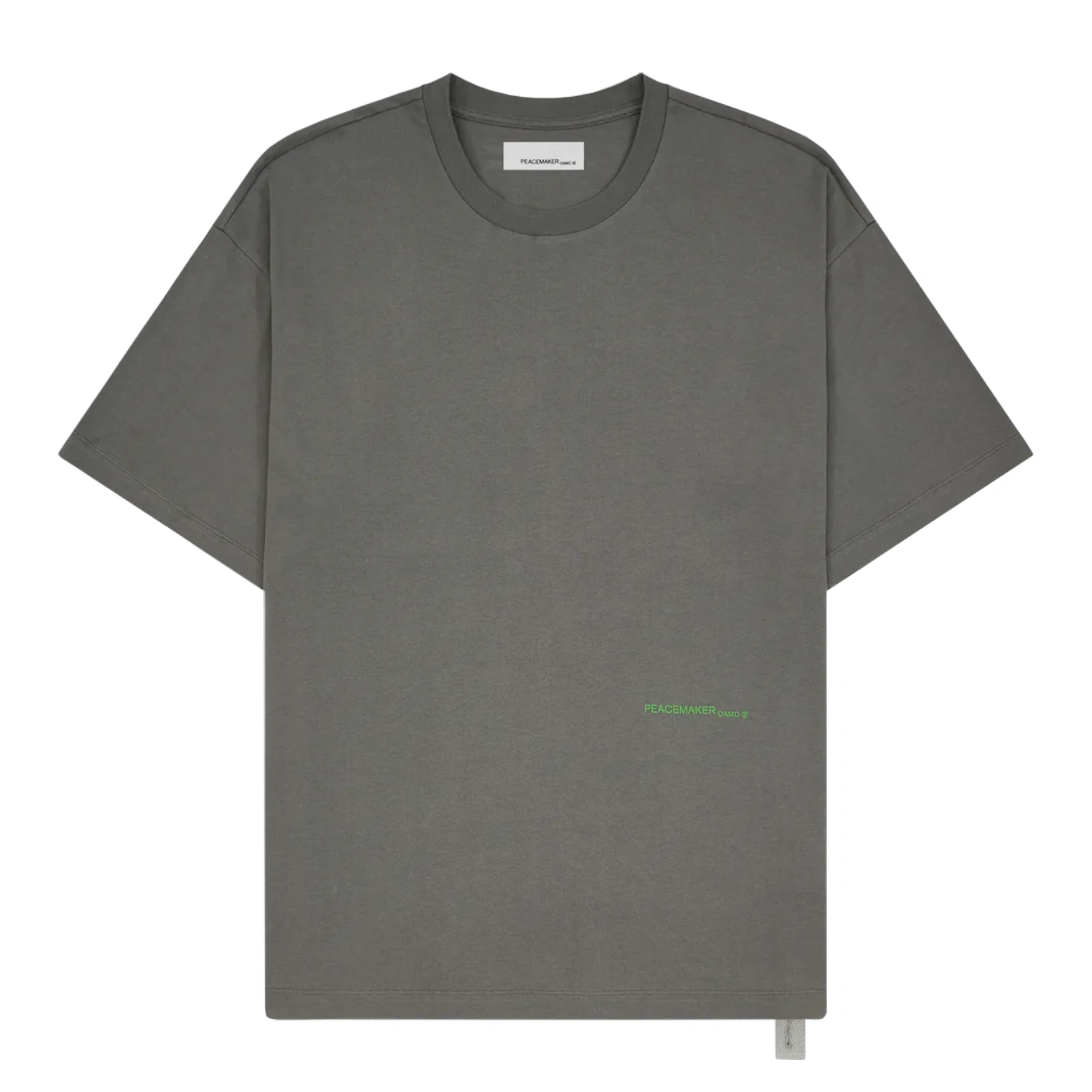 OAMC Peacemaker Loose Fit T-Shirt Languages Print Gray front view in a white background