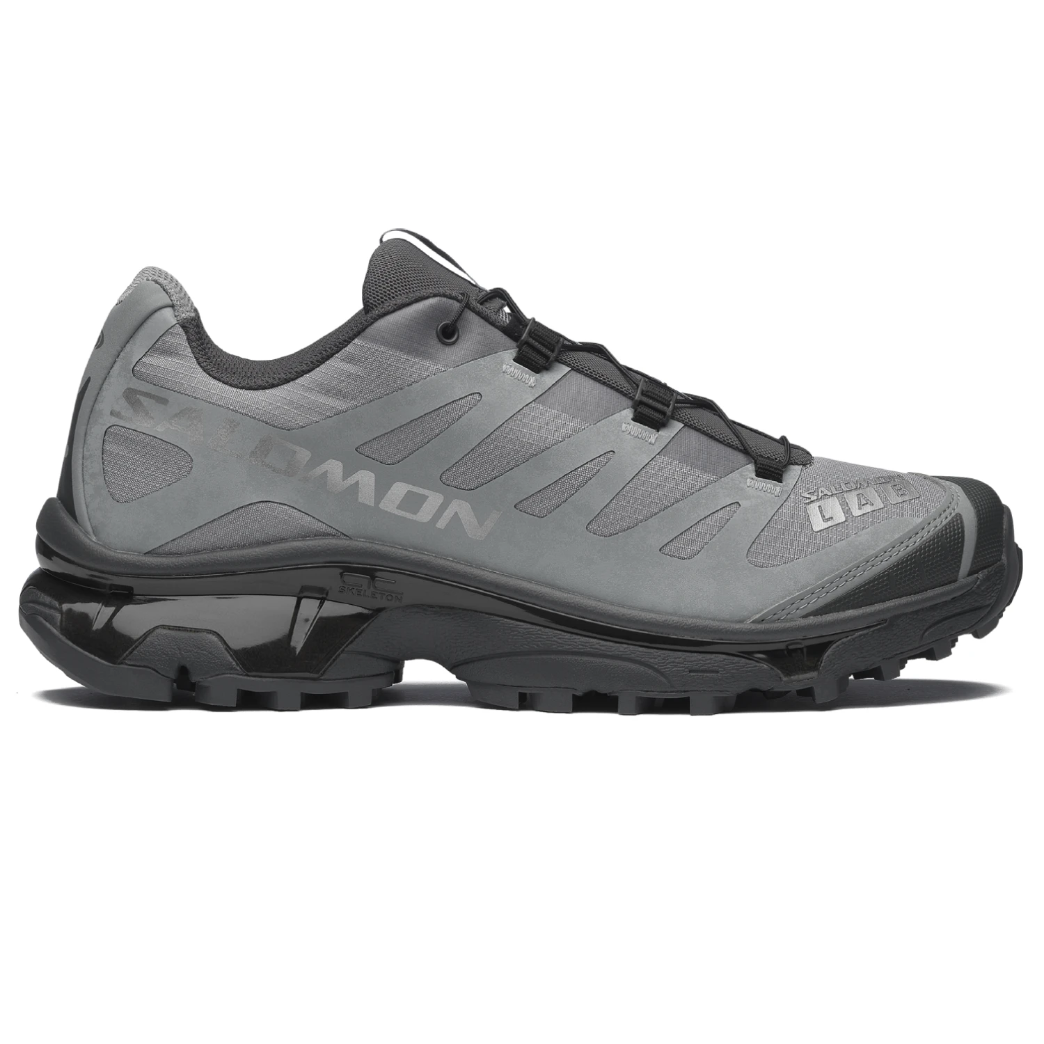 Salomon XT-4 OG Protective Monument/Asphalt/FTW Silver side view in a white background