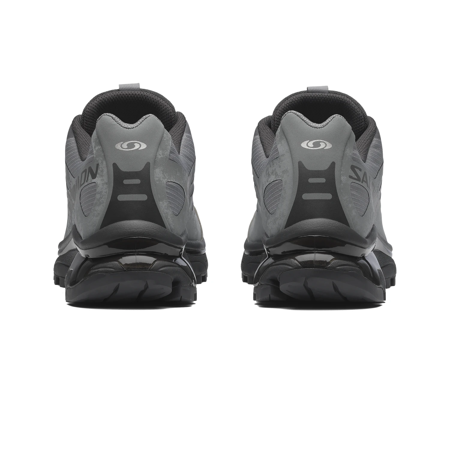 Salomon XT-4 OG Protective Monument/Asphalt/FTW Silver back view in a white background