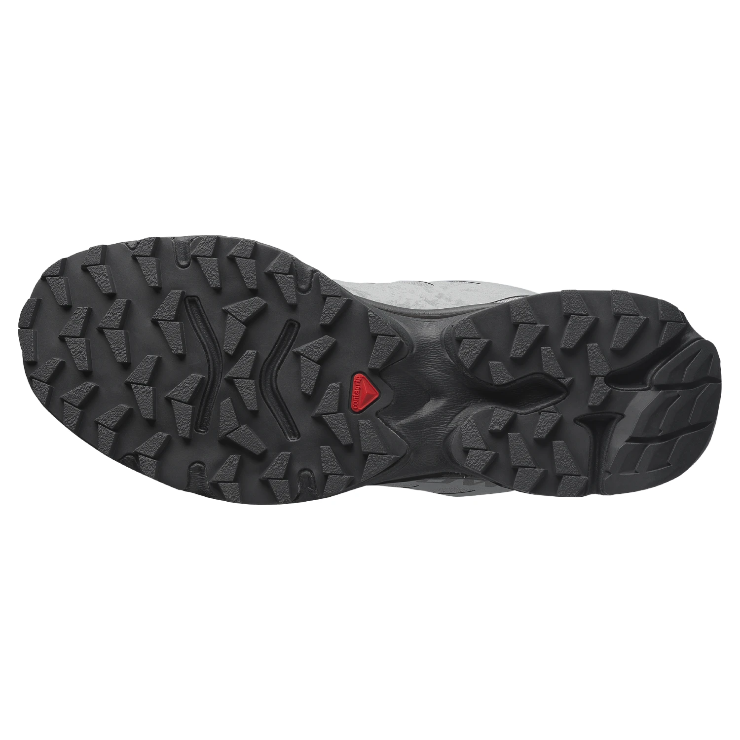 Salomon XT-4 OG Protective Monument/Asphalt/FTW Silver bottom view in a white background