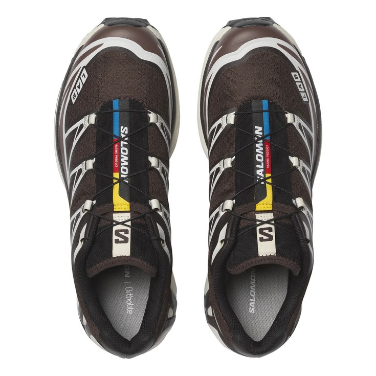 Salomon XT-6 Black Coffee/French Roast/Vanilla Ice top view in a white background