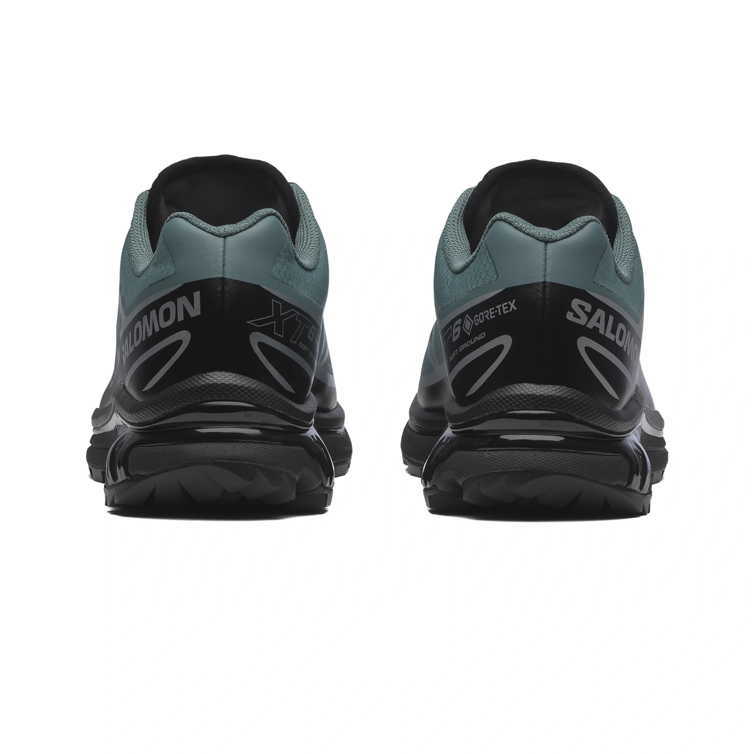 Salomon XT-6 GTX North Atlantic/Black/Ftw Silver back view in a white background