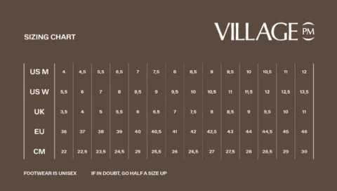 Village PM size chart