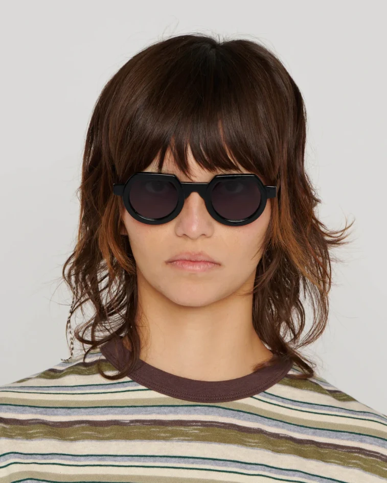 Brain Dead Tani Post Modern Primitive Eye Protection Black front view on model