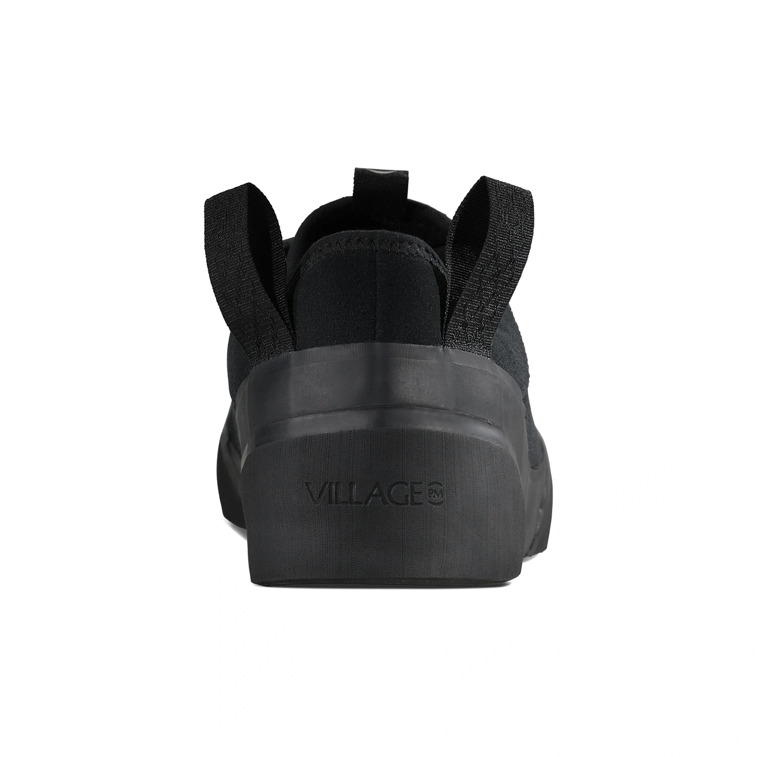 Village PM 1PM Black back view in a white background