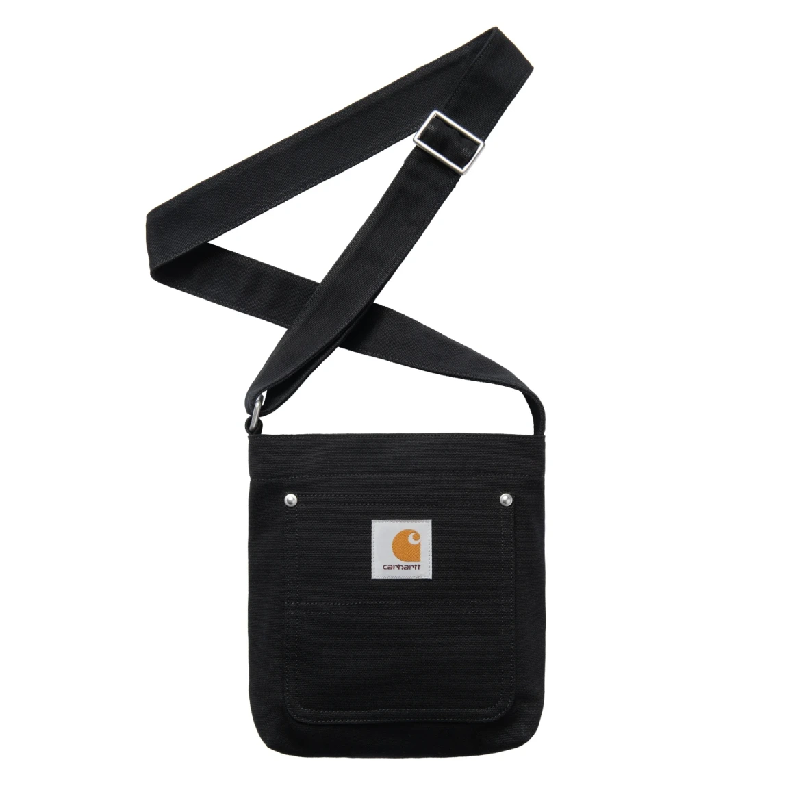 Carhartt WIP Canvas Bag Black front view in a white background