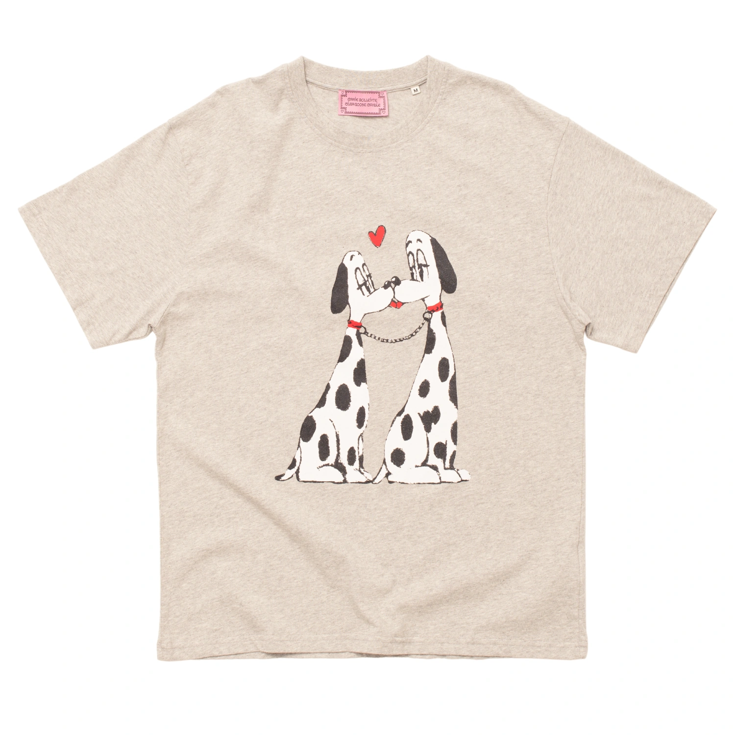 Carne Bollente The Pooch Smooch T-Shirt Melange Grey front view in a white background