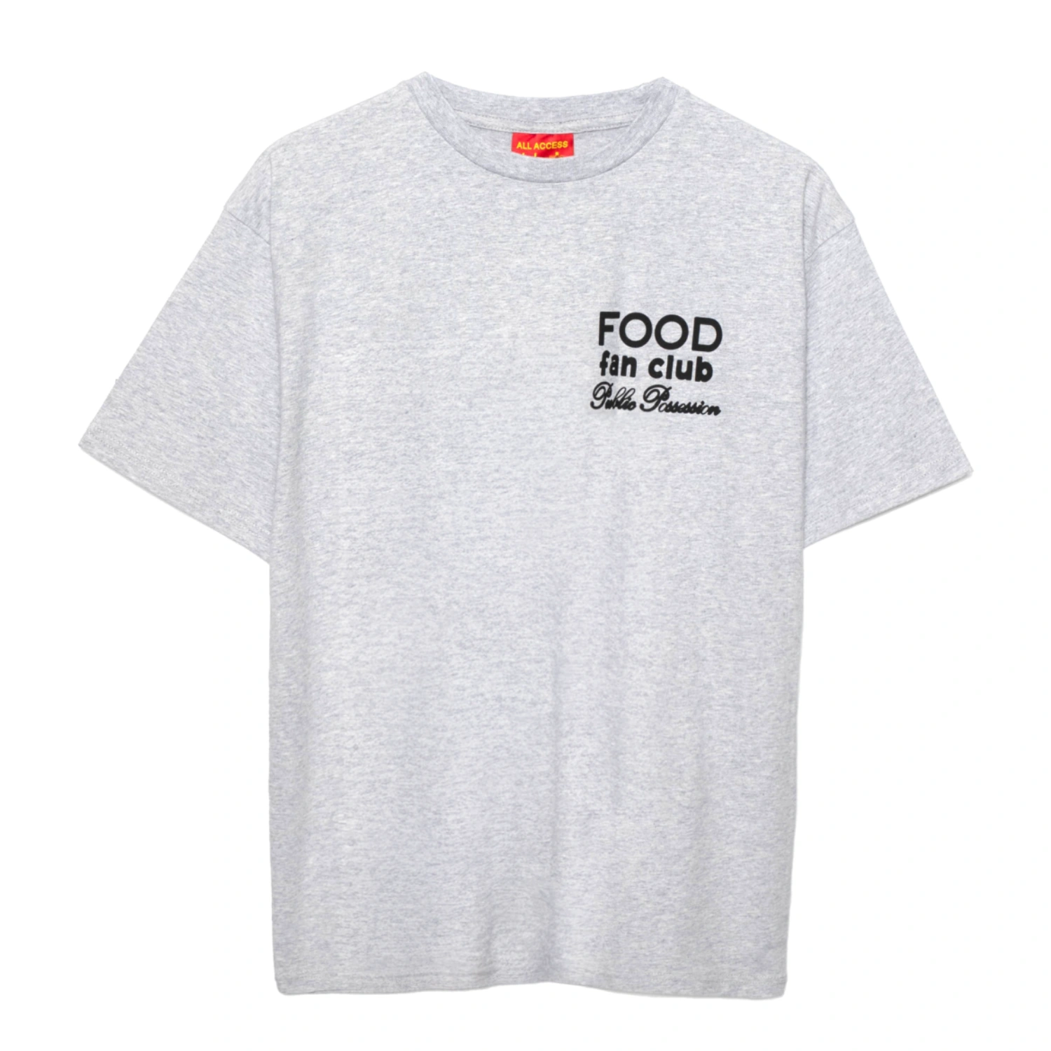 Public Possession FoodFanClub T-Shirt Heather Grey front view in a white background