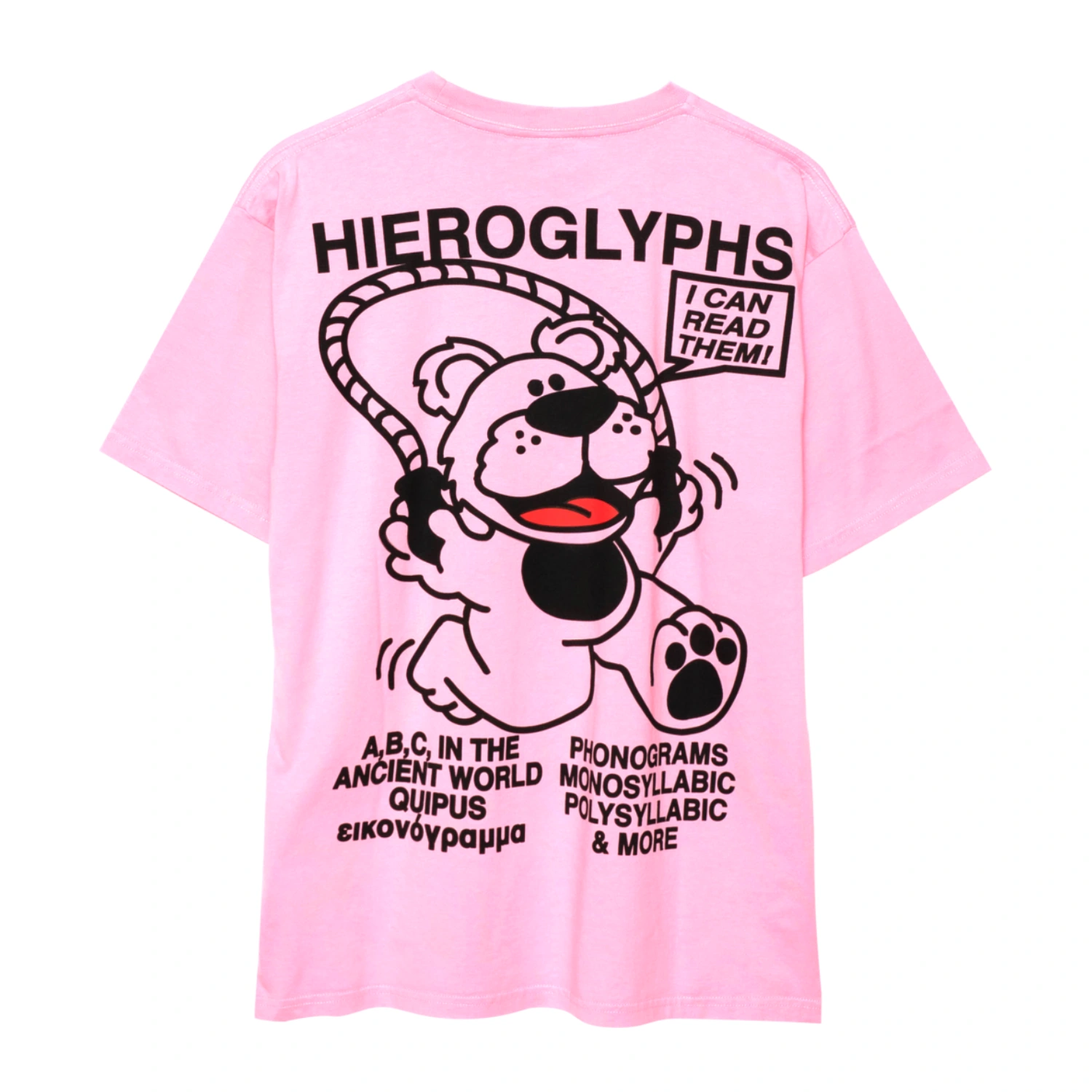 Public Possession Hieroglyph Bär T-Shirt Light Rose back view in a white background