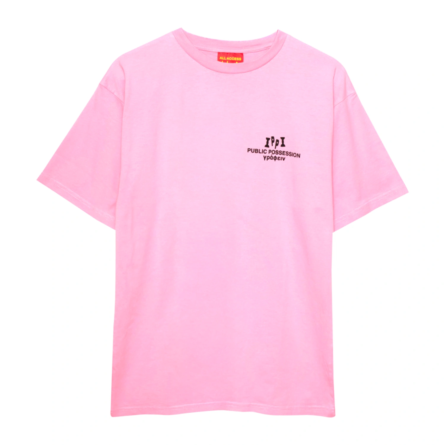 Public Possession Hieroglyph Bär T-Shirt Light Rose front view in a white background