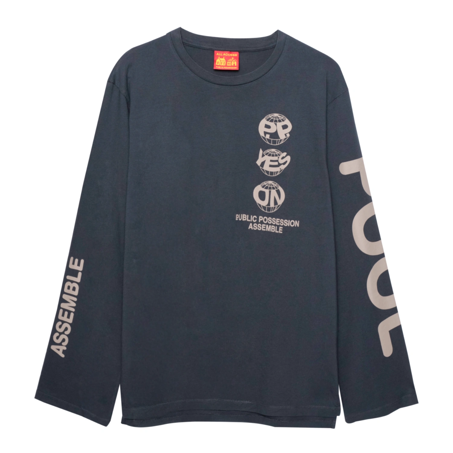 Public Possession Planet PP Longsleeve India Ink front view in a white background