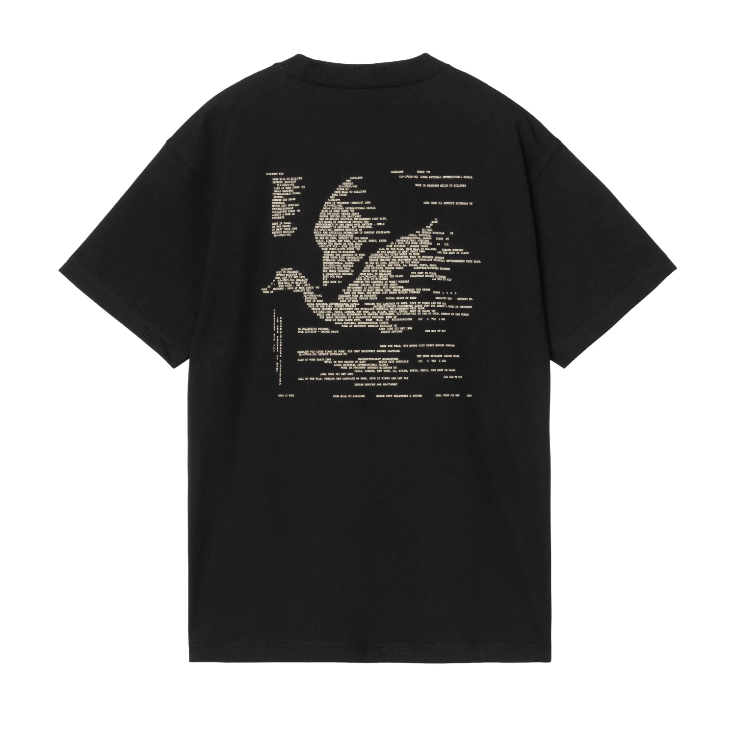 Carhartt WIP S/S Punched T-Shirt Black back view in a white background