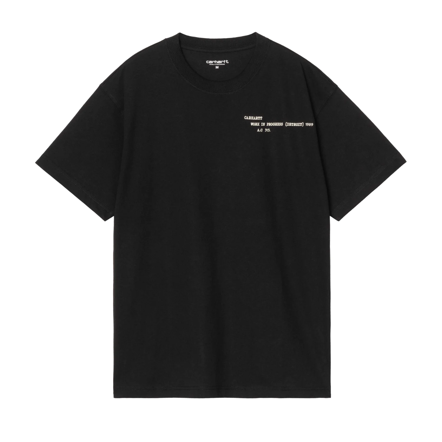 Carhartt WIP S/S Punched T-Shirt Black front view in a white background