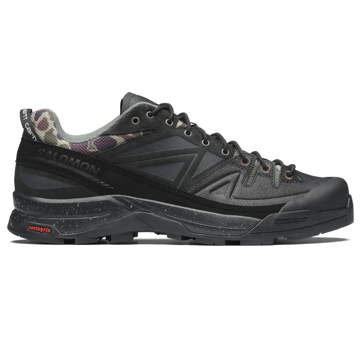 Salomon X-ALP Carhartt WIP Black/Black/Black side view in a white background