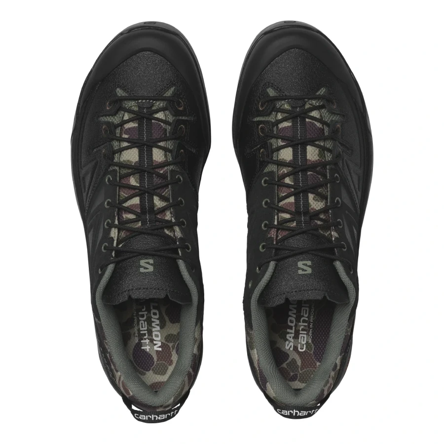 Salomon X-ALP Carhartt WIP Black/Black/Black top view in a white background