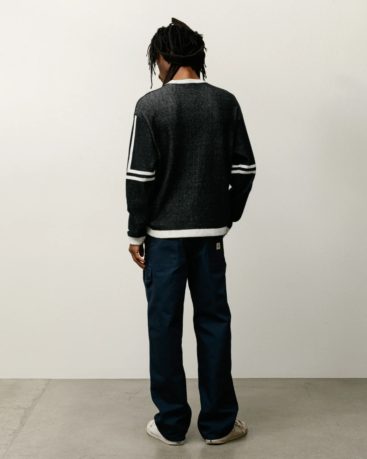 Stüssy Alpine Sweater Black back view on model