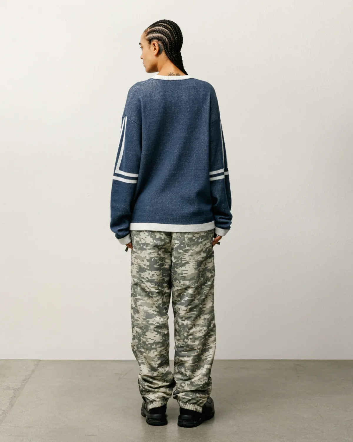 Stüssy Alpine Sweater Blue back view on model