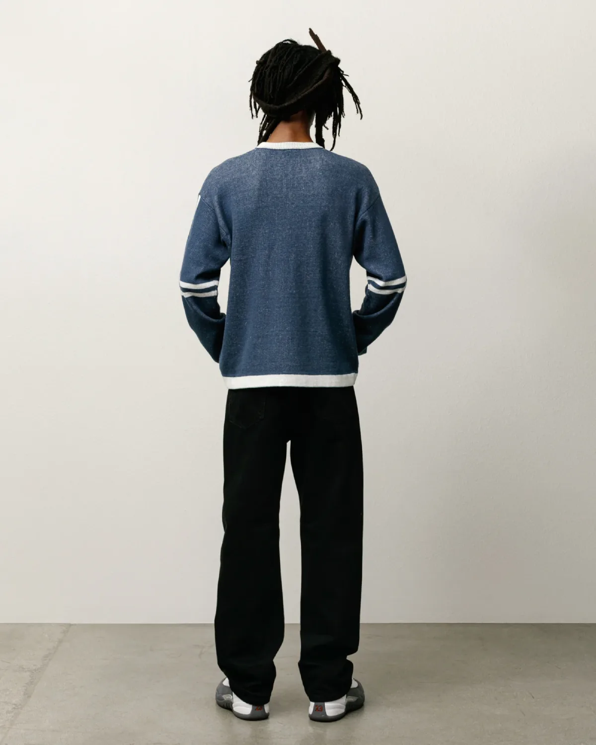 Stüssy Alpine Sweater Blue back view on model