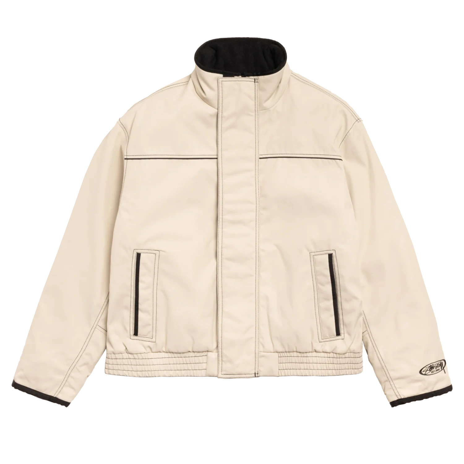 Stüssy Insulated Built Jacket Sand front view in a white background