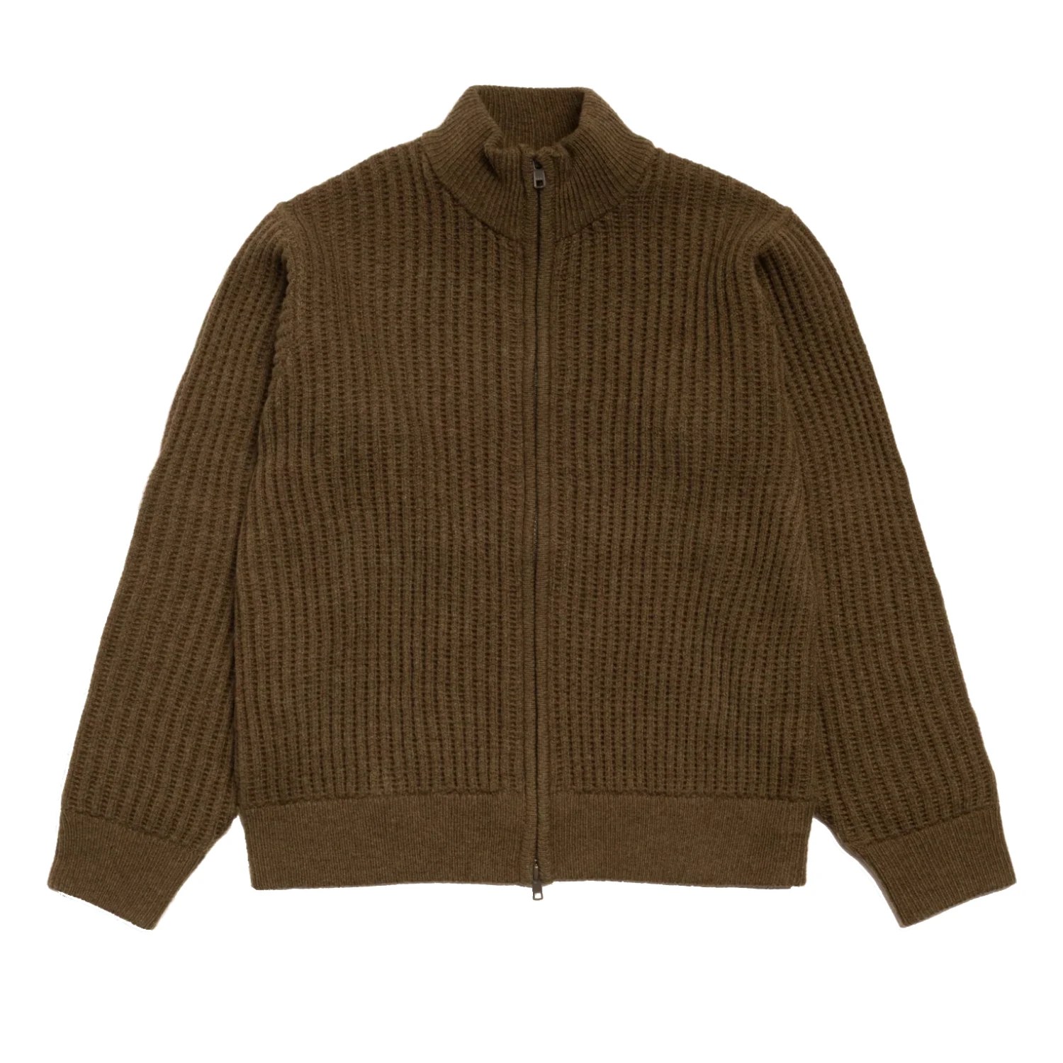 Stüssy Patch Zip Sweater Green front view in a white background