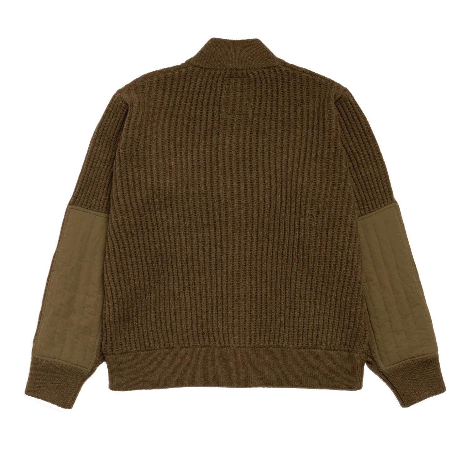 Stüssy Patch Zip Sweater Green back view in a white background