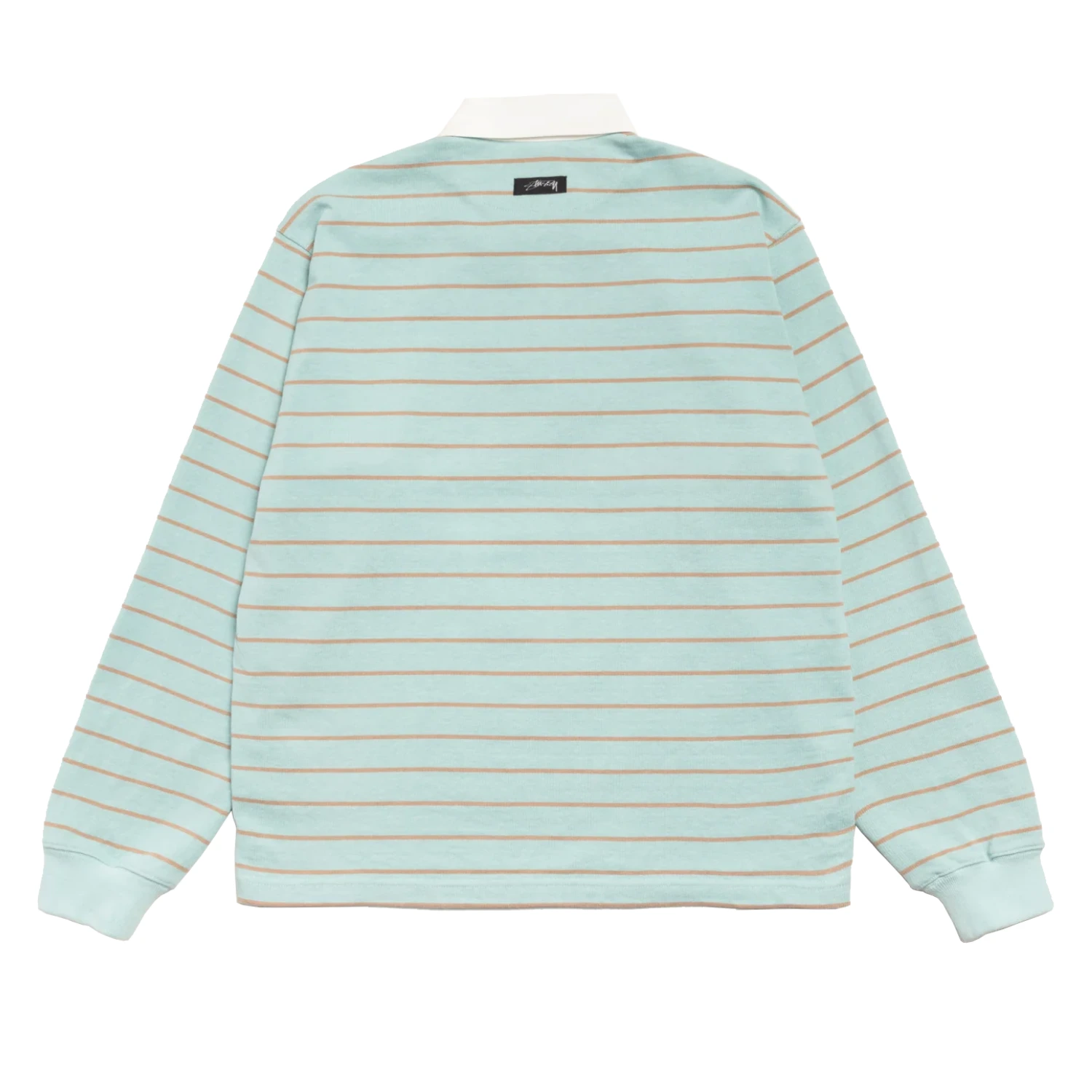 Stüssy Pin Striped Rugby Blue back view in a white background