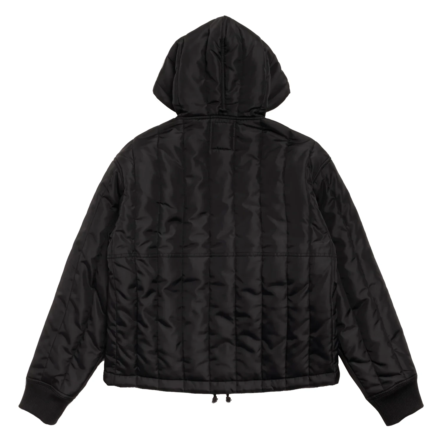 Stüssy Work Jacket Quilted Nylon Black back view in a white background
