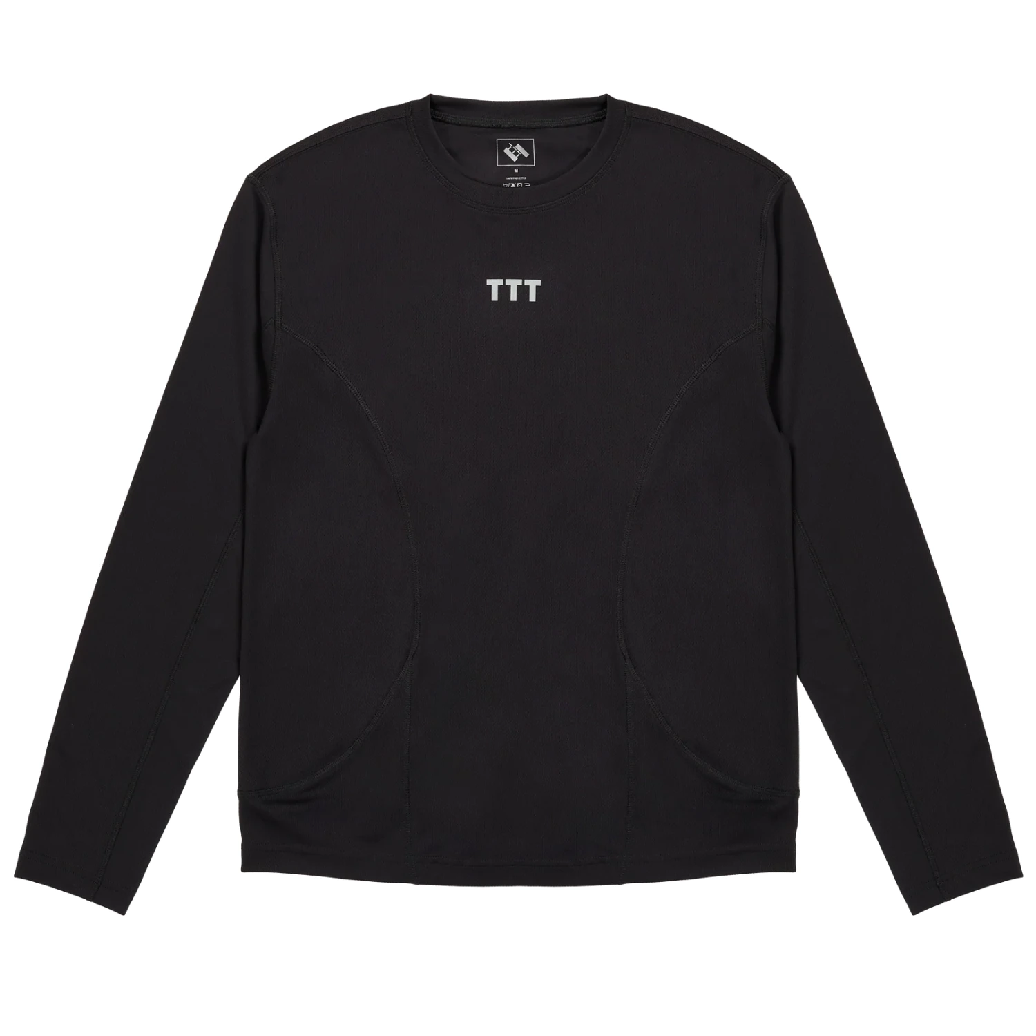 The Trilogy Tapes 3M Winter Running Top Black front view in a white background