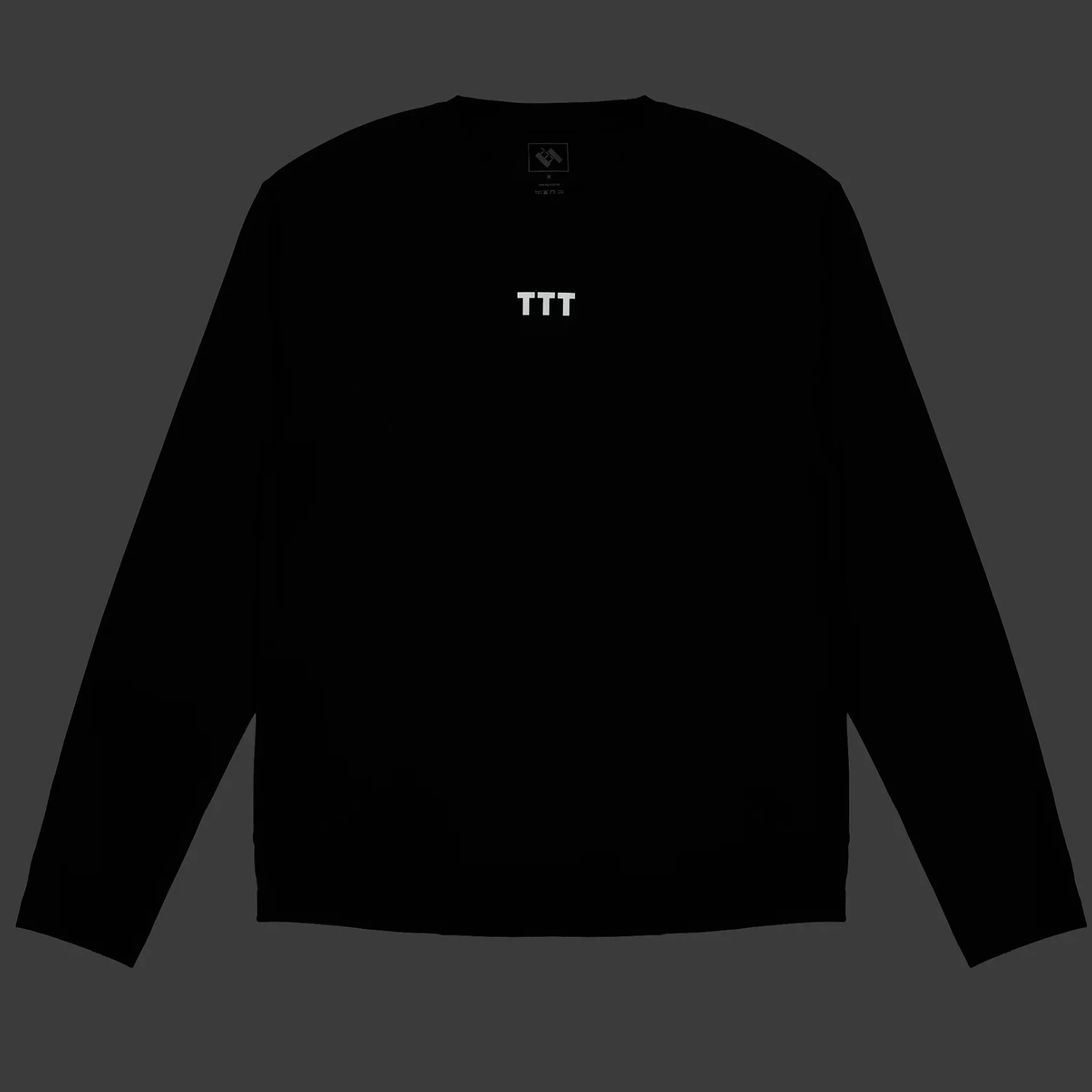 The Trilogy Tapes 3M Winter Running Top Black front view in a gray background