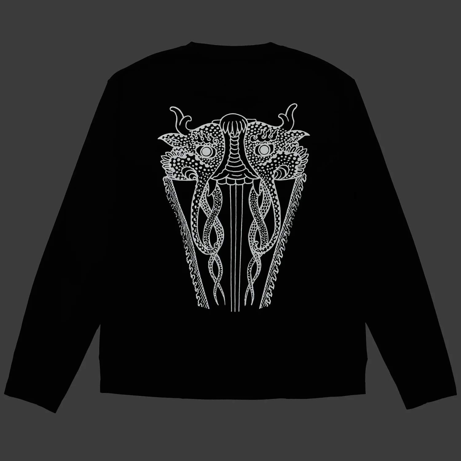 The Trilogy Tapes 3M Winter Running Top Black back view in a gray background