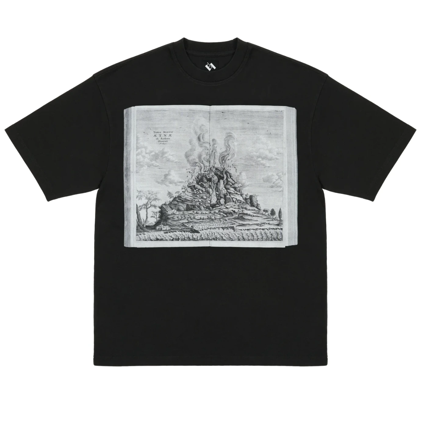 The Trilogy Tapes AETNAE Tshirt Black front view in a white background