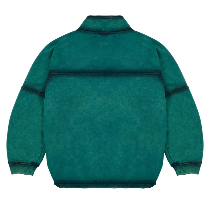 The Trilogy Tapes Spray Funnel Neck Sea Moss Green/Black back view in a white background