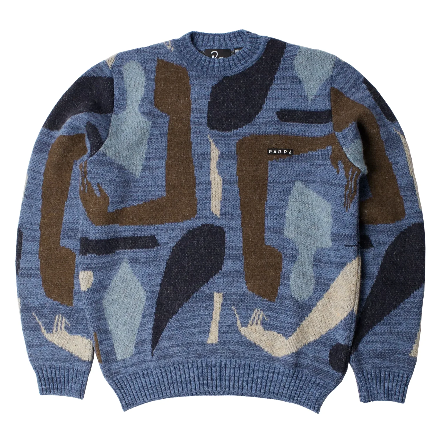 by Parra Detached Knitting Pullover Blue front view in a white background