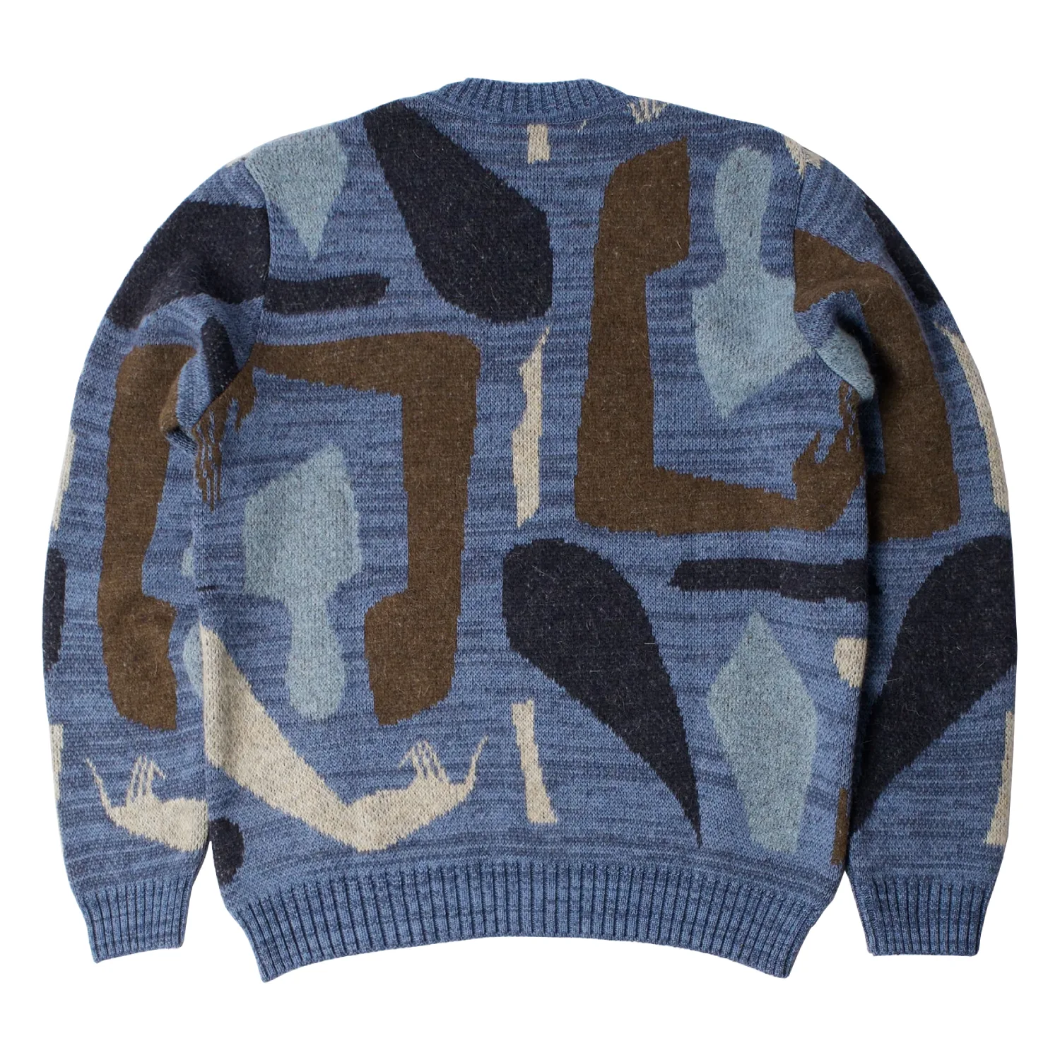 by Parra Detached Knitting Pullover Blue back view in a white background