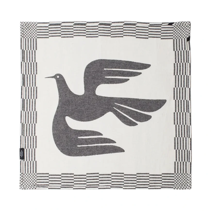 by Parra Infinite Kitchen Bird Towel Set Black in a white background