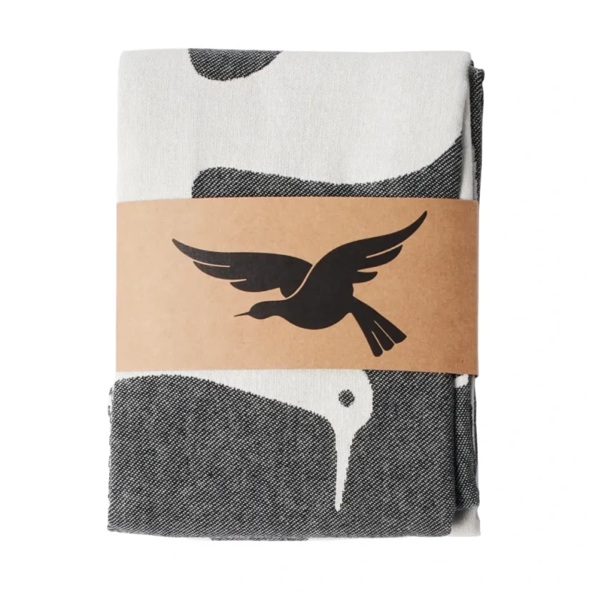 by Parra Infinite Kitchen Bird Towel Set Black in a white background