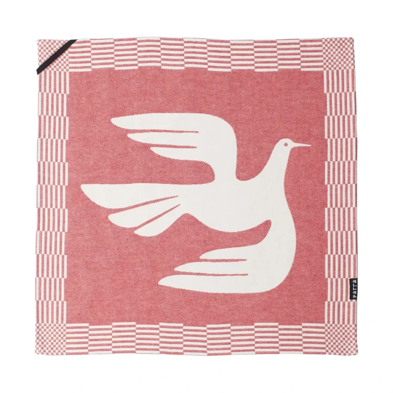 by Parra Infinite Kitchen Bird Towel Set Red in a white background