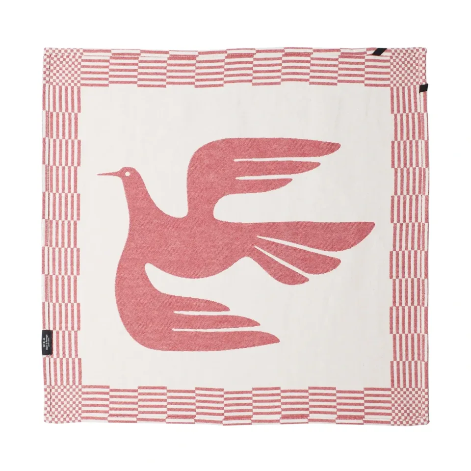 by Parra Infinite Kitchen Bird Towel Set Red in a white background