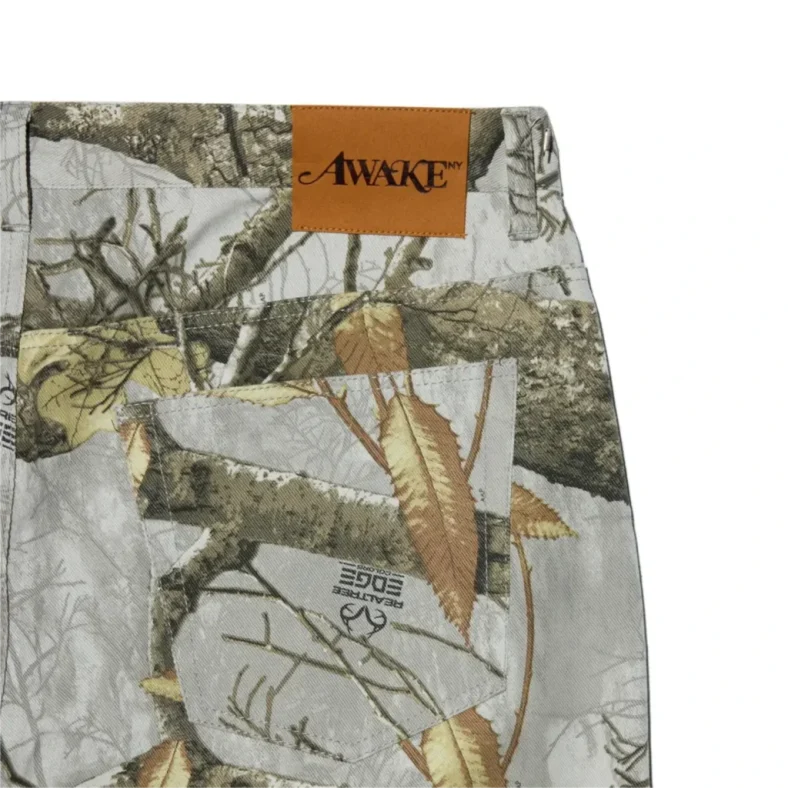 Awake NY Real Tree Denim Pant back view detail in a white background
