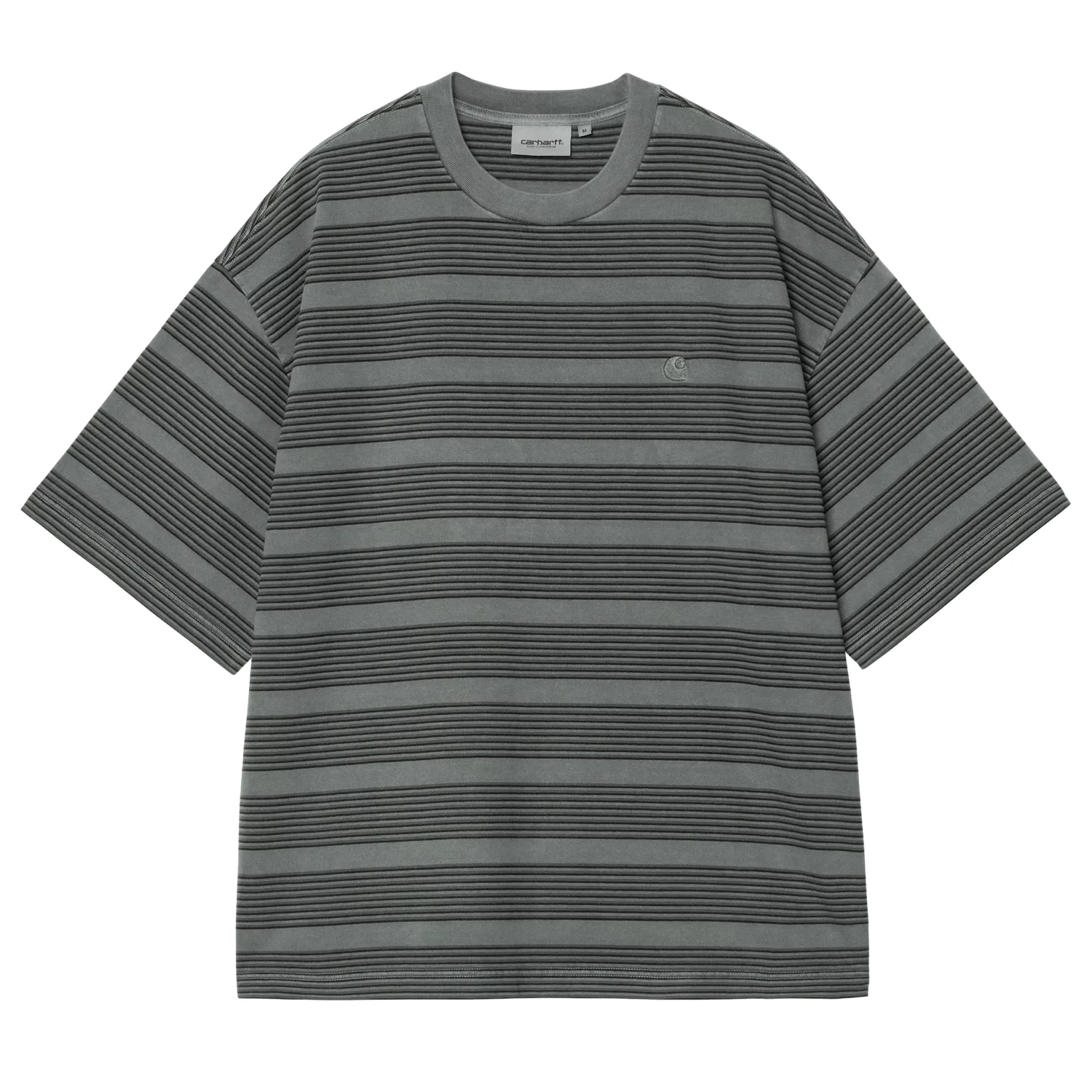 Carhartt WIP S/S Hanson T-Shirt Hanson Stripe/Kale Green front view in a white background