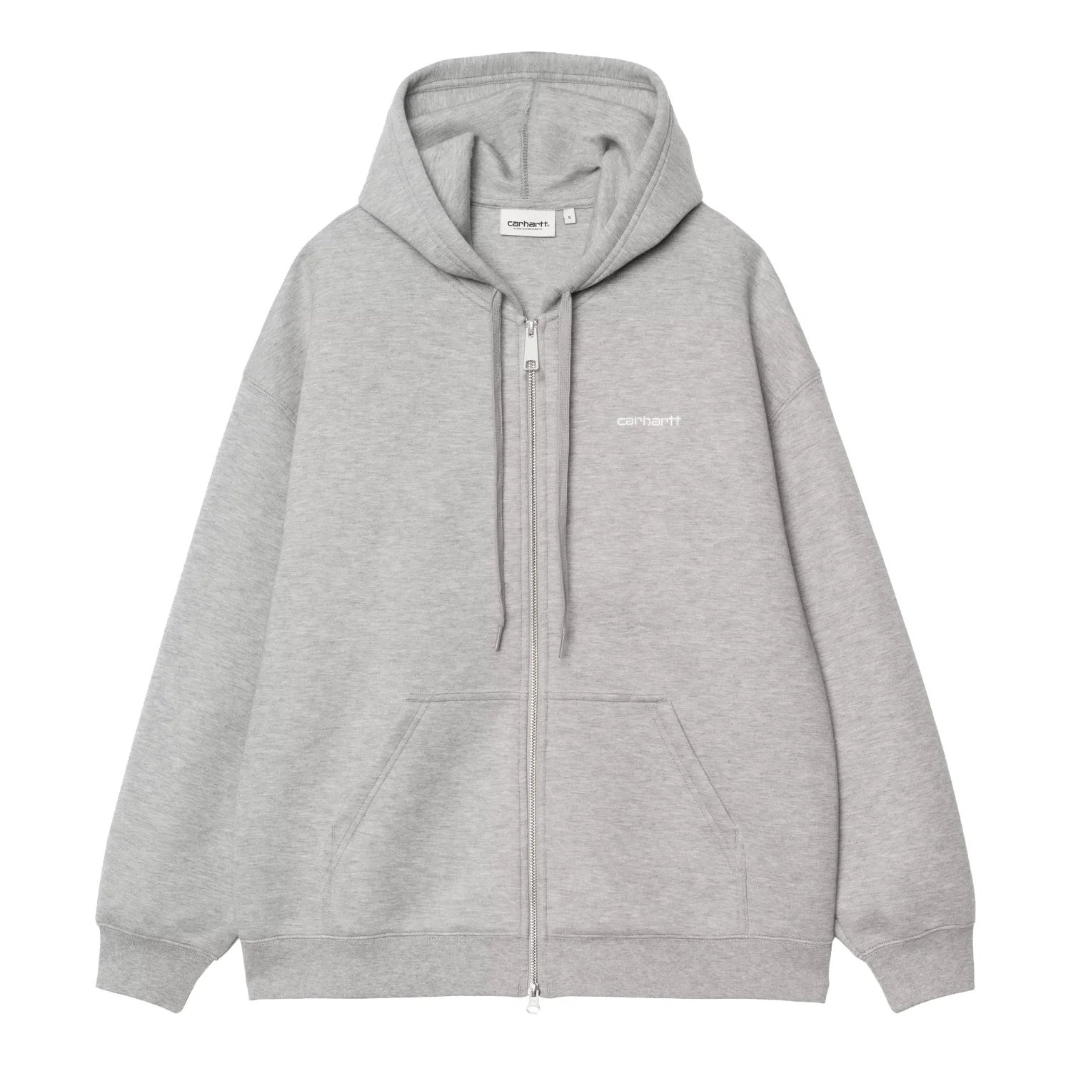 Carhartt WIP W Hooded Alda Jacket Grey Heather/White front view in a white background