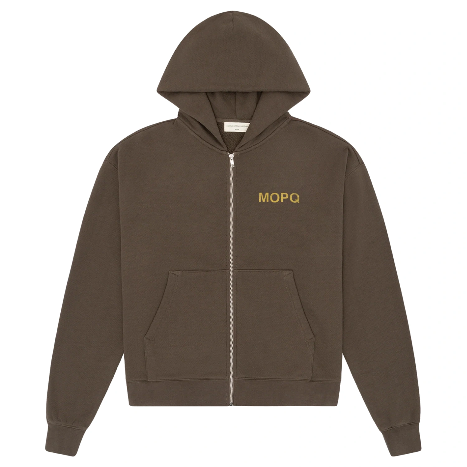 MoP&Q Castelli Zip-Up Hoodie Brown front view in a white background