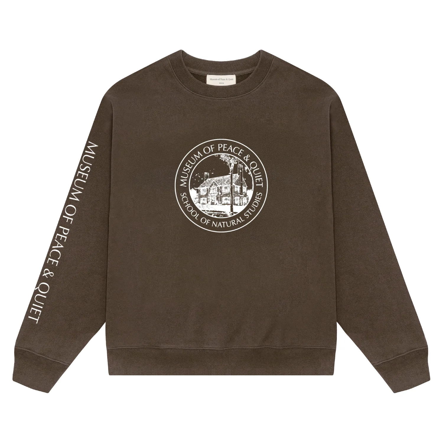 MoP&Q Natural Studies Crewneck Brown front view in a white background